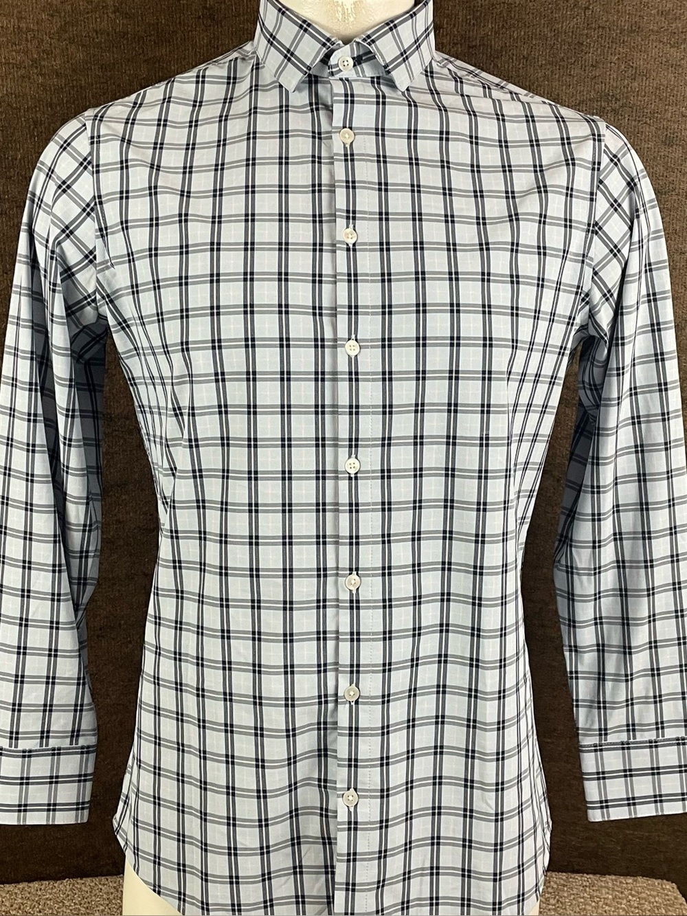 Mizzen + Main Button Up Shirt Men’s Medium Trim Fit Stretch Plaid Office A60